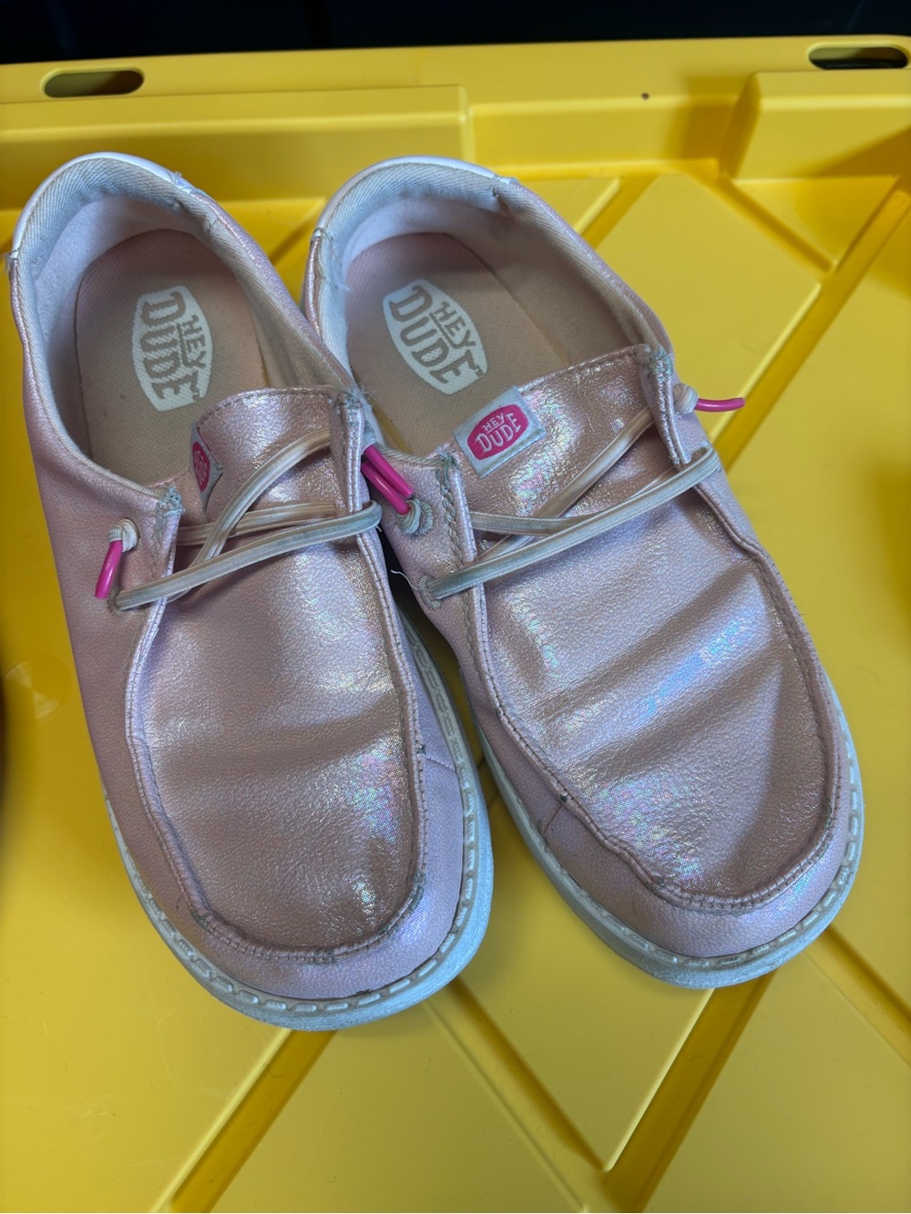 Hey Dude Kids Metallic Light Pink Slip-On Moccasins